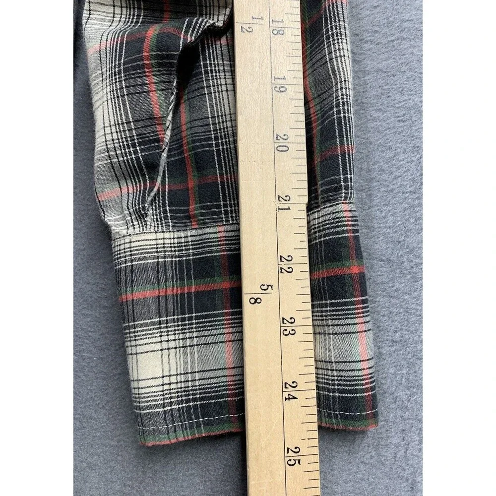 Vtg Rock Creek Ranch Pearl Snap Shirt Big Mens 2XL Green Gray Plaid Top Cowboy